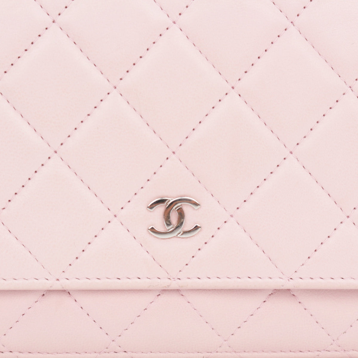 CHANEL Sakura Pink Lambskin Leather Classic Quilted Wallet on Chain (WOC) [Used]