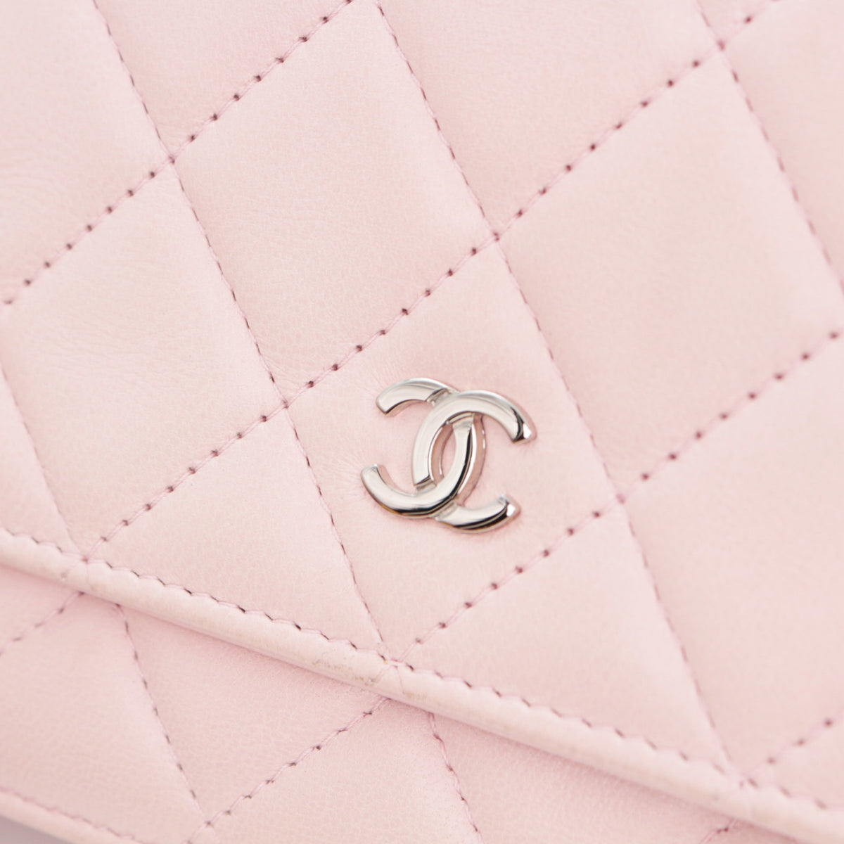 CHANEL Sakura Pink Lambskin Leather Classic Quilted Wallet on Chain (WOC) [Used]