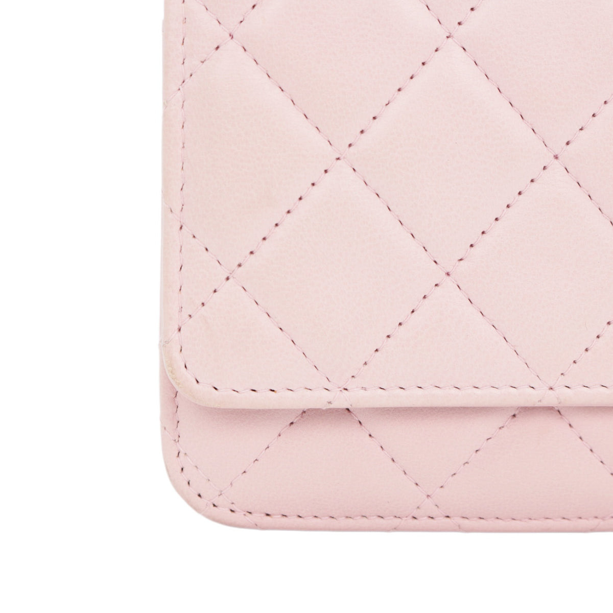 CHANEL Sakura Pink Lambskin Leather Classic Quilted Wallet on Chain (WOC) [Used]